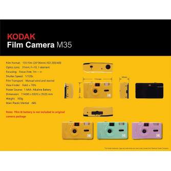 Filmu kameras - Tetenal KODAK M35 reusable camera MARBLE GREY - perc šodien veikalā un ar piegādi