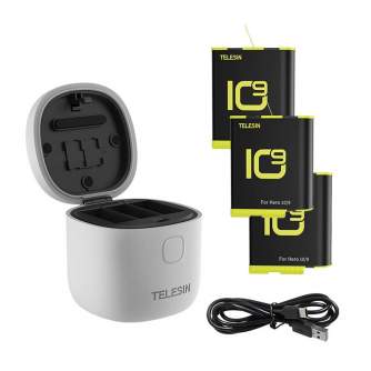 Аксессуары для экшн-камер - Telesin 3-slot waterproof charger Allin box for GoPro Hero 9 / Hero 10 + 3 batteries (GP-BTR-906-GY-