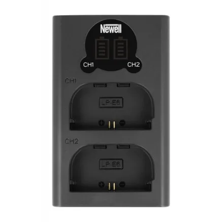 Dual-channel charger set and two LP-E6N rechargeable batteries Newell DL-USB-C for Canon