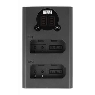 Kameru akumulatori - Dual-channel charger set and two EN-EL14 batteries Newell DL-USB-C for Nikon - perc šodien veikalā un ar piegādi