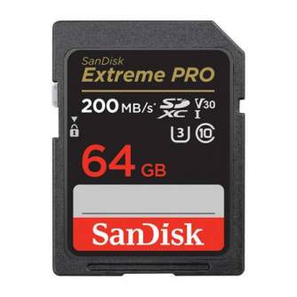 Карты памяти - SANDISK EXTREME PRO SDXC 64GB 200/90 MB/s UHS-I U3 memory card (SDSDXXU-064G-GN4IN) - купить сегодня в магазине и с доставкой