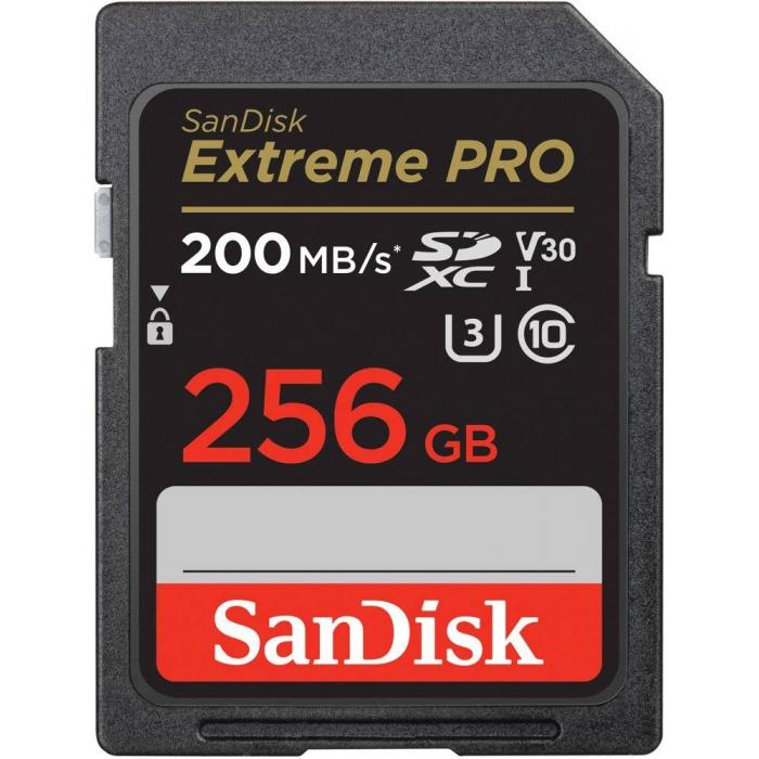 Atmiņas kartes - SANDISK EXTREME PRO SDXC 256GB 200/140 MB/s UHS-I U3 memory card (SDSDXXD-256G-GN4IN) - perc šodien veikalā un ar piegādi