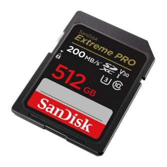 Atmiņas kartes - SANDISK EXTREME PRO SDXC 512GB 200/140 MB/s UHS-I U3 memory card (SDSDXXD-512G-GN4IN) - perc šodien veikalā un ar piegādi