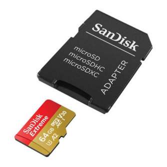 Карты памяти - SANDISK EXTREME microSDXC 64 GB 170/80 MB/s UHS-I U3 memory card (SDSQXAH-064G-GN6MA) - купить сегодня в магазине