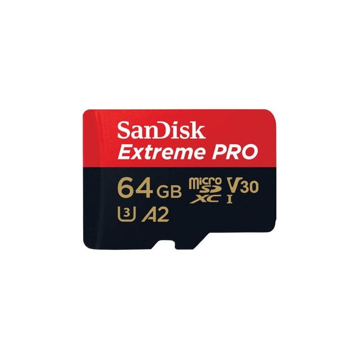 Atmiņas kartes - SANDISK EXTREME PRO microSDXC 64GB 200/90 MB/s UHS-I U3 memory card (SDSQXCU-064G-GN6MA) - perc šodien veikalā un ar piegādi
