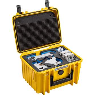 Cases - BW OUTDOOR CASES TYPE 2000 FOR DJI MINI3 PRO, DJI RC-N1 OR DJI RC, CHARGING-CRADLE, 4 BAT , YELLOW 2000/Y/MINI3 - quick order from manufacturer