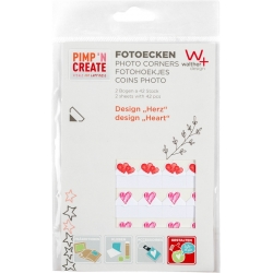 Photography Gift - WALTHER PHOTO CORNERS HEART DESIGN 2 SHEETS OF 42 PCS FE084H - quick order from manufacturer