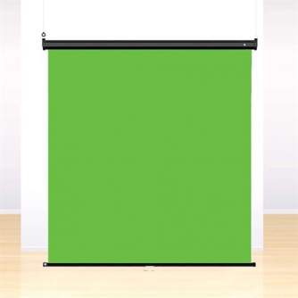 Fonu komplekti ar turētāju - StudioKing Wall Pull-Down Green Screen FB-180200WG 180x200 cm Chroma Green - perc šodien veikalā un ar piegādi