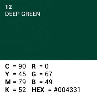 Foto foni - Superior Background Paper 12 Deep Green 1.35 x 11m - ātri pasūtīt no ražotāja