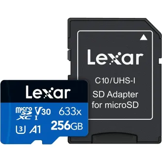 Atmiņas kartes - LEXAR 256GB 633X MICROSDXC UHS-I HS AR ADAPTERI - ātri pasūtīt no ražotāja