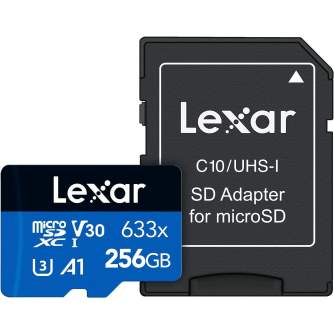 Memory Cards - LEXAR 633X MICROSDHC/SDXC W/ADAP (V30) R95/W45 256GB - quick order from manufacturer