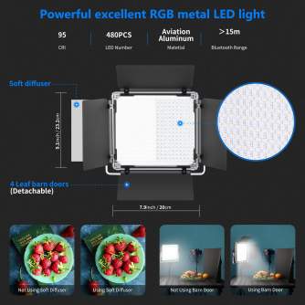 LED gaismas komplekti - Neewer 2x RGB 480 LED Light 10096689 - perc šodien veikalā un ar piegādi