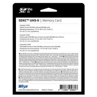 Карты памяти - Wise SDXC UHS-II V90 290MB/s 512GB - быстрый заказ от производителя