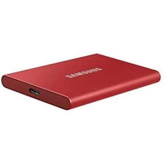 Citie diski & SSD - External SSD|SAMSUNG|T7|1TB|USB 3.2|Write speed 1000 MBytes/sec|Read speed 1050 MBytes/sec (RED) - быстрый з