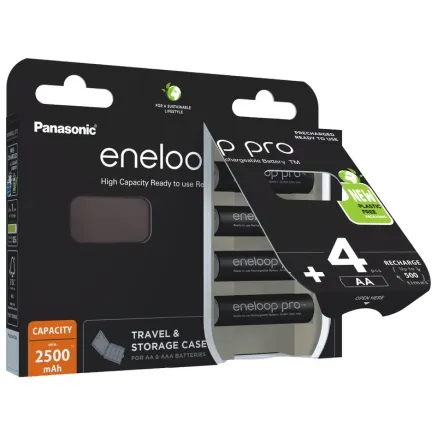 Panasonic ENELOOP Pro BK-3HCDEC4BE 2500 mAh, 500 (4xAA) Rechargeable batteries + Box