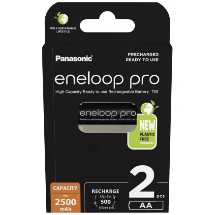 Panasonic Eneloop Pro akumulators 2xAA 2500mAh BK-3HCDE/2BE