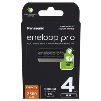 Batteries and chargers - Rechargeable batteries Panasonic ENELOOP Pro BK-3HCDE/4BE, 2500 mAh, 500 (4xAA) - buy today in store and with delivery