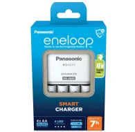 Зарядное устройство Panasonic Eneloop с 4 предварительно заряженными батареями AA Ni-MH, упаковка без пластика, время зарядки 7 часов и 4 светодиодных индикатораЗарядное устройство Panasonic Eneloop с 4 предварительно заряженными батареями AA Ni-MH, упаковка без пластика, время зарядки 7 часов и 4 светодиодных индикатора