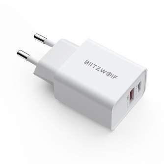 For smartphones - Wall Charger Blitzwolf BW-S20, USB, USB-C, 20W (white) - buy today in store and with delivery