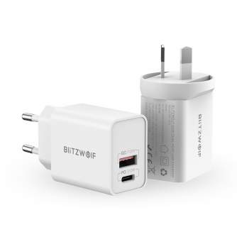 For smartphones - Wall Charger Blitzwolf BW-S20, USB, USB-C, 20W (white) - buy today in store and with delivery