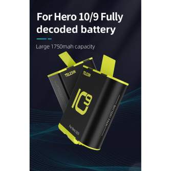 Больше не производится - Telesin Battery for GoPro Hero 9 / Hero 10 (GP-BTR-901-B) 1750 mAh