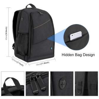 Рюкзаки - Puluz waterproof camera backpack (black) PU5011B - купить сегодня в магазине и с доставкой