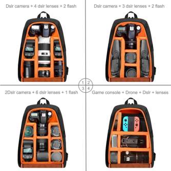 Рюкзаки - Puluz waterproof camera backpack (black) PU5011B - купить сегодня в магазине и с доставкой