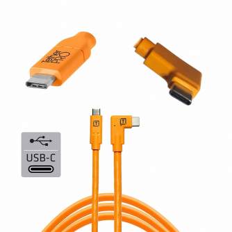 Wires, cables for video - TETHERPRO USB-C TO USB-C 4.6M RIGHT ANGLE | ORANGE - quick order from manufacturer