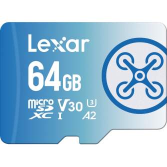 Atmiņas kartes - LEXAR FLY microSDXC 1066x UHS-I / R160/W60MB (C10/A2/V30/U3) 64GB - купить сегодня в магазине и с доставкой