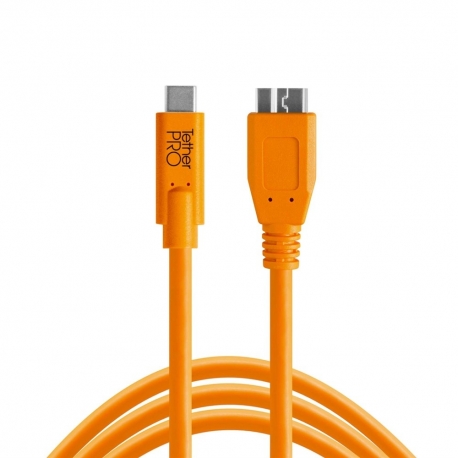 Kabeļi - Tether Tools Tether Pro USB-C to 3.0 Micro-B 4.6m Orange - perc šodien veikalā un ar piegādi