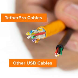 Kabeļi - Tether Tools Tether Pro USB-C to 3.0 Micro-B 4.6m Orange - perc šodien veikalā un ar piegādi