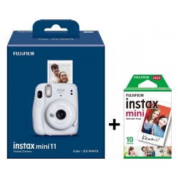 Фотоаппараты моментальной печати - FUJIFILM Instant camera instax mini 11 Ice White+instax mini glossy (10pl) - купить сегодня в