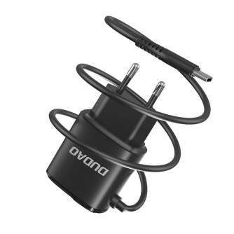 Viedtālruņiem - Wall charger Dudao A2Pro 2x USB with USB-C cable (black) - perc šodien veikalā un ar piegādi