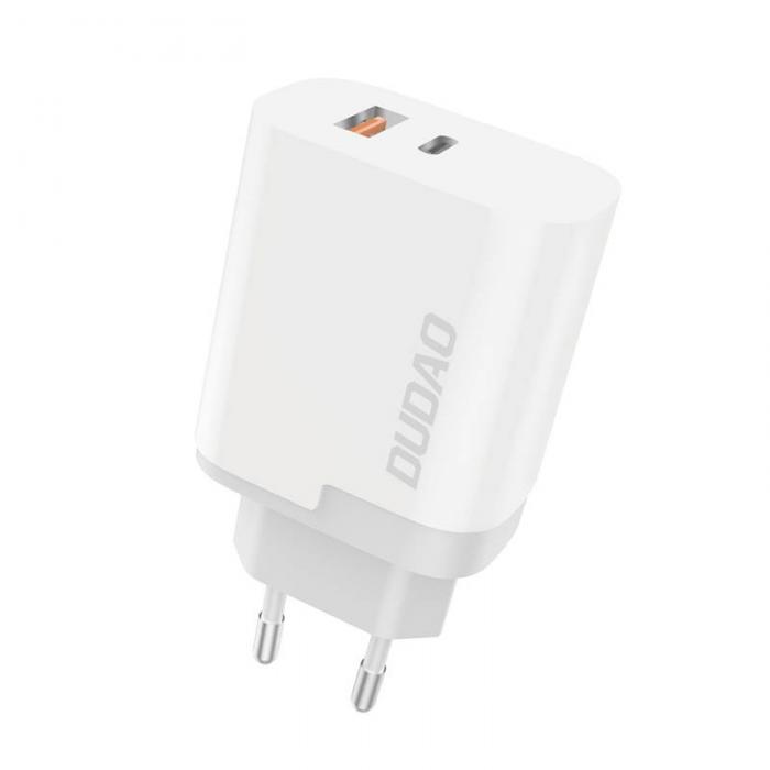 For smartphones - Dudao A6XSEU USB + USB-C Charger QC3.0 PD 22.5W (White) - quick order from manufacturer