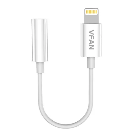 Vipfan L07 Lightning to mini jack 3.5mm AUX cable, 10cm (white)