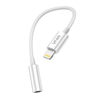 Audio vadi, adapteri - Vipfan L07 Lightning to mini jack 3.5mm AUX cable, 10cm (white) - perc šodien veikalā un ar piegādi