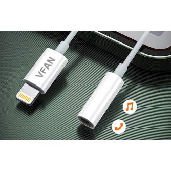 Audio vadi, adapteri - Vipfan L07 Lightning to mini jack 3.5mm AUX cable, 10cm (white) - perc šodien veikalā un ar piegādi