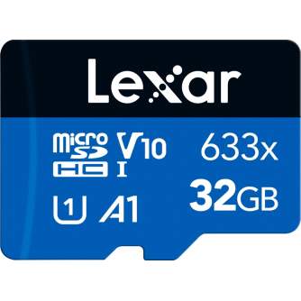 Atmiņas kartes - LEXAR 633X microSDHC/SDXC (V30) R95/W45 32GB bez adaptera - ātri pasūtīt no ražotāja