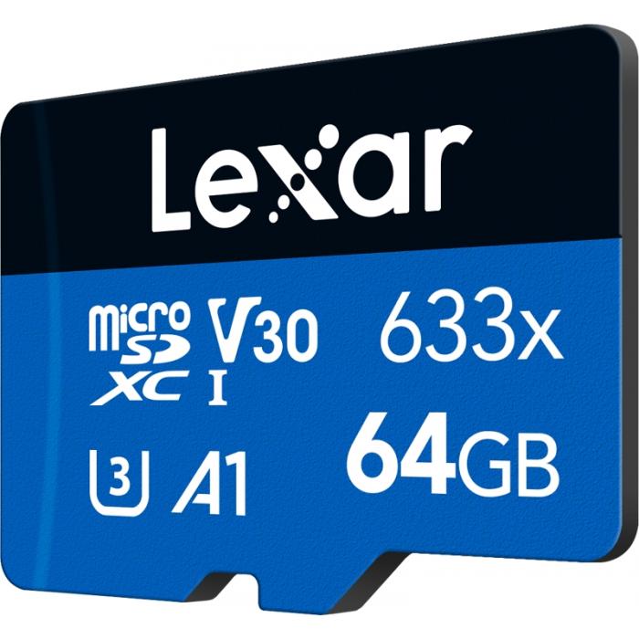 Atmiņas kartes - LEXAR 633X microSDHC/SDXC (V30) R95/W45 64GB bez adaptera - ātri pasūtīt no ražotāja