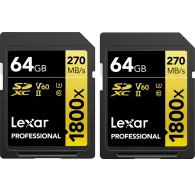 Memory Cards - LEXAR Pro 1800x SDXC U3 (V60) UHS-II R270/W180 64GB - 2pack - quick order from manufacturer Best choise selected by expertsMemory Cards - LEXAR Pro 1800x SDXC U3 (V60) UHS-II R270/W180 64GB - 2pack - quick order from manufacturer Best choise selected by experts