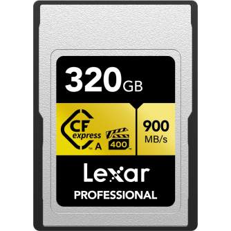 Atmiņas kartes - LEXAR CFexpress Pro Gold R900/W800 (VPG400) 320GB (Type A) - быстрый заказ от производителя