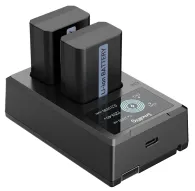 SmallRig NP-FW50 dual battery charger kit with two 1030mAh lithium-ion batteries, USB-A and USB-C interfaces, LCD screen for charging status, designed for Sony Alpha and NEX series camerasSmallRig NP-FW50 dual battery charger kit with two 1030mAh lithium-ion batteries, USB-A and USB-C interfaces, LCD screen for charging status, designed for Sony Alpha and NEX series cameras