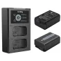 SmallRig NP-FW50 dual battery charger with two 1030mAh Li-ion batteries, USB-A and USB-C charging compatibility, LCD screen for real-time charging data