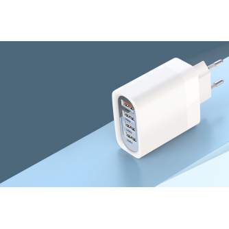 Batteries and chargers - XO L100 USB QC 3.0 + 3x USB 2.4A network charger (white) - buy today in store and with delivery