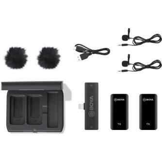 Bezvadu piespraužamie mikrofoni - BY-XM6-K4 - 2.4GHz Dual-channel Wireless Microphone iOS/Lightning devices 1+2 w/ charging box - ātri pasūtīt no ražotāja