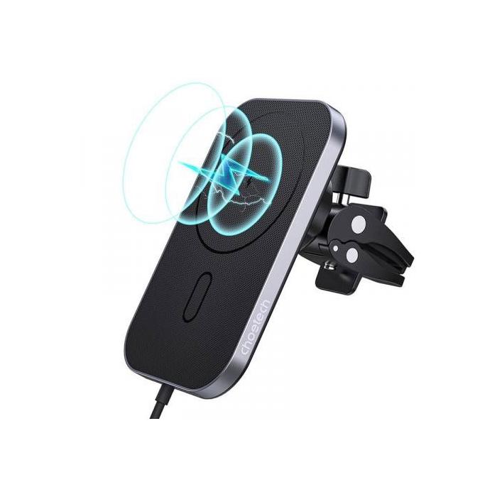 Viedtālruņiem - Choetech car phone holder + charger MagSafe T200-F, black - ātri pasūtīt no ražotāja