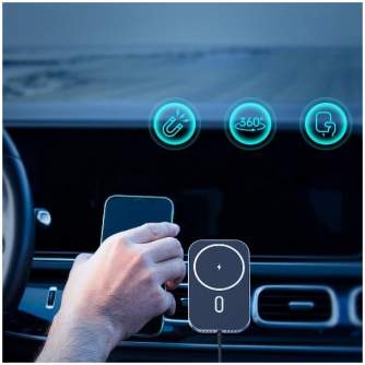 Viedtālruņiem - Choetech car phone holder charger MagSafe 15W black - ātri pasūtīt no ražotāja