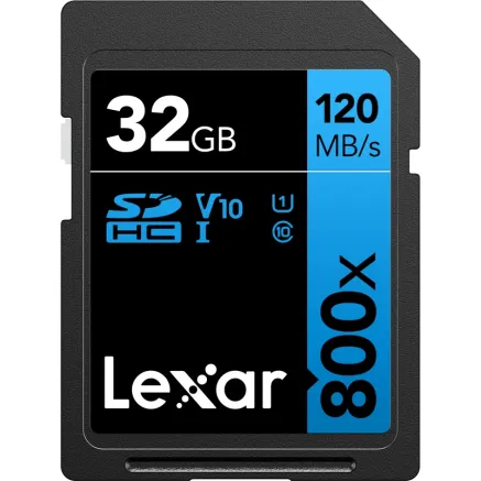 LEXAR PROFESSIONAL 32GB 800x SDHC UHS-I kartes, C10 V10 U1, R120/45MB