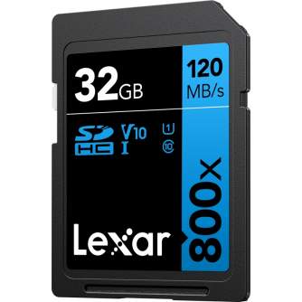 Atmiņas kartes - LEXAR PROFESSIONAL 32GB 800x SDHC UHS-I kartes, C10 V10 U1, R120/45MB - ātri pasūtīt no ražotāja