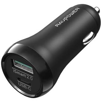 Kameru akumulatori - RAVPower auto lādētājs RP-PC091 Black - ātri pasūtīt no ražotāja